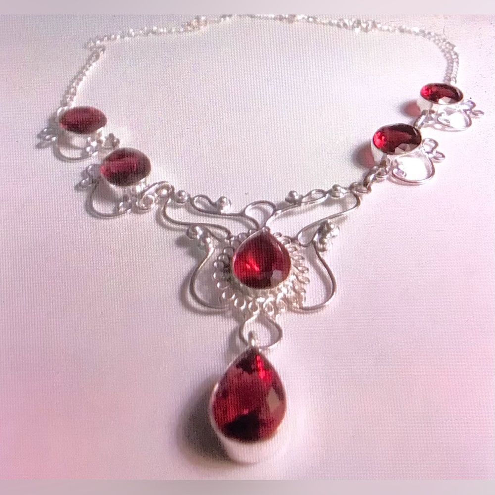 Garnet 925 Sterling Silver Necklace